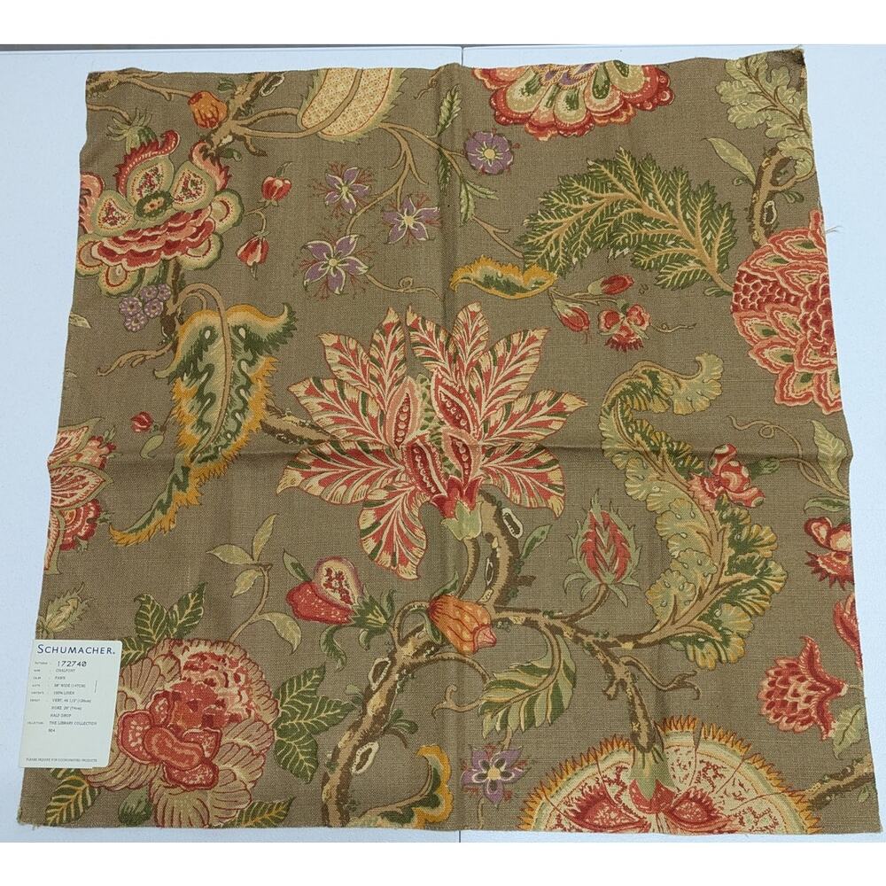 Vintage Schumacher 100% Linen Chalfont Fawn Library Collection 172740 26x26 Sq